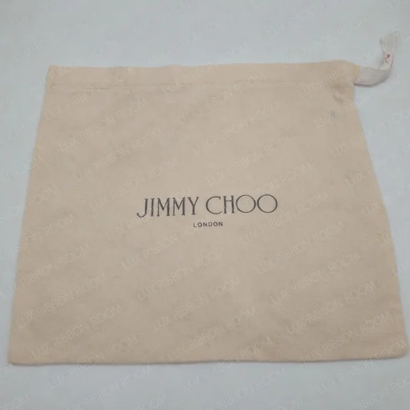 JIMMY CHOO LONDON Cotton Drawstring Dust Bag Shoe Storage Neutral Beige EUC - Picture 1 of 3